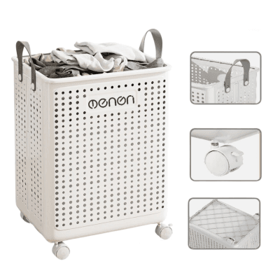 Sọt Đựng Quần Áo Gấp Gọn Có Bánh Xe Chất Liệu Nhựa ABS