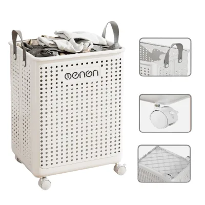 Sọt Đựng Quần Áo Gấp Gọn Có Bánh Xe Chất Liệu Nhựa ABS