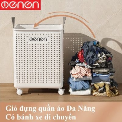 Giỏ Đựng Quần Áo OENON Gấp Gọn Có Bánh Xe Di Chuyển Chất Liệu Nhựa ABS