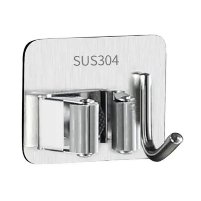 móc inox treo cây lau nhà dán tường